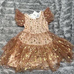 Gold star foil pink tulle dress by Lola and the Boys